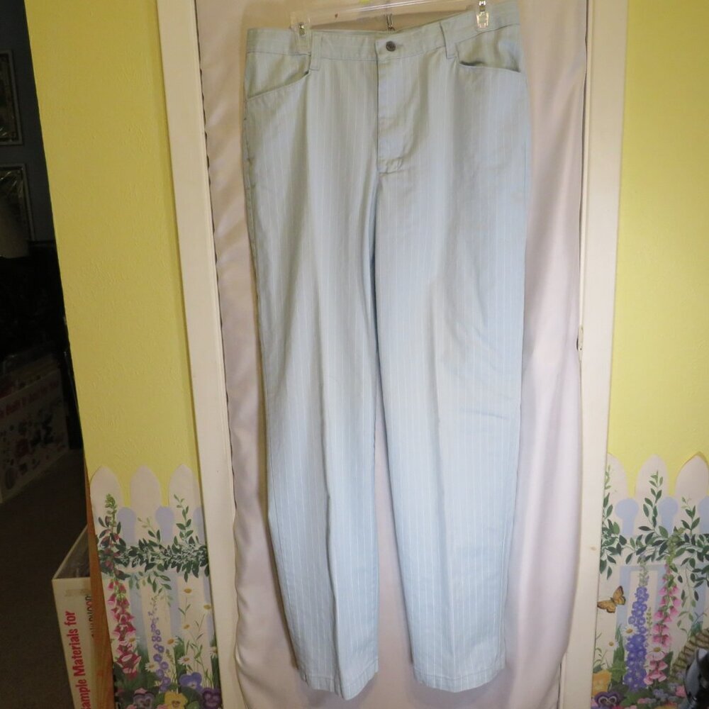 Vintage Riders by Lee 99% cotton Stretch Pinstripe Light Blue Pants Size 14L